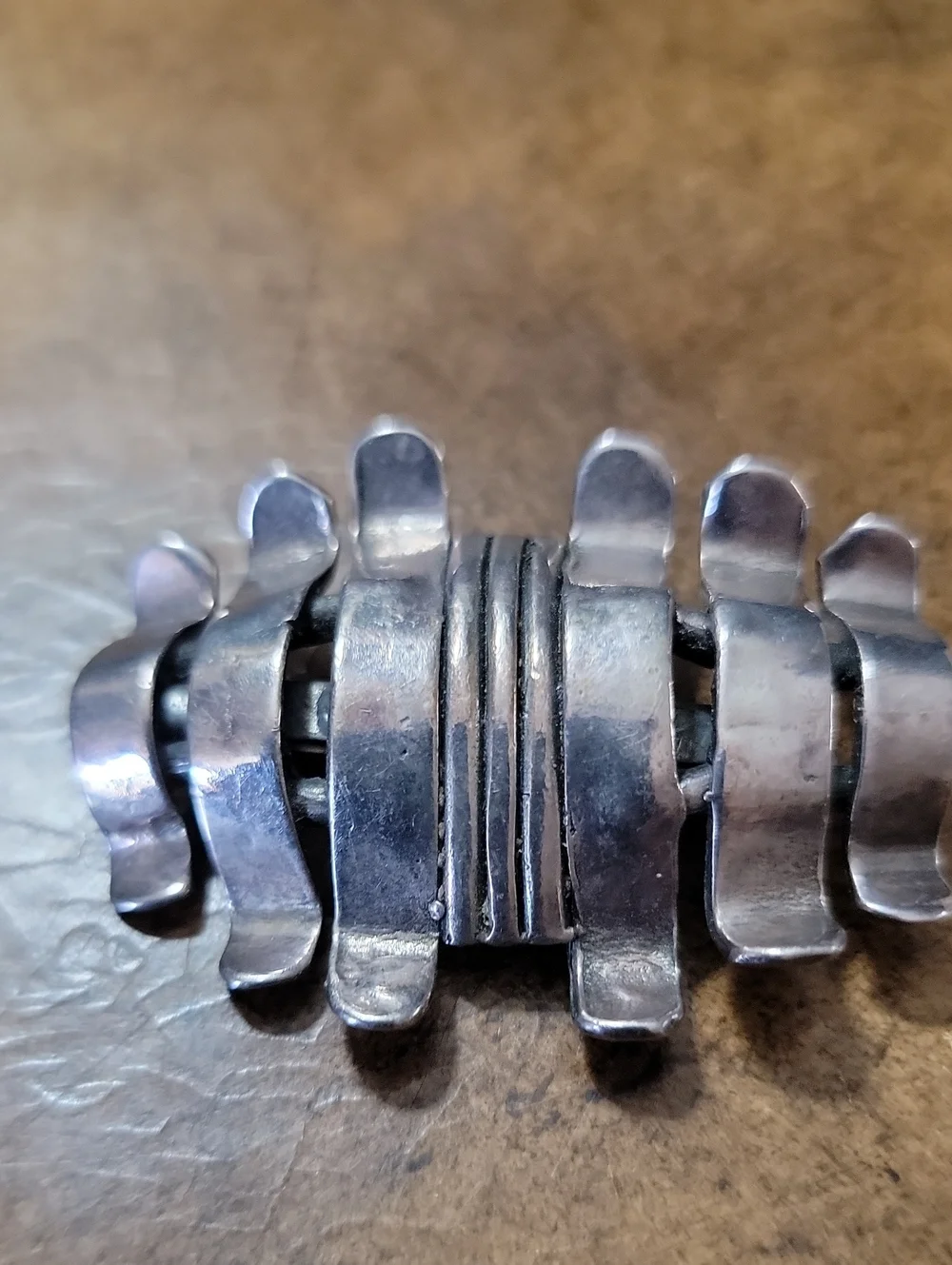 Artisan Sterling Silver Abstract Wave Brooch